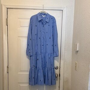 Chico's Blue Striped Long Sleeve Dress